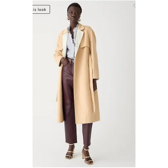 J.Crew $398 Harriet Trench Coat Natural Sand Size L BU070 - Picture 2 of 8